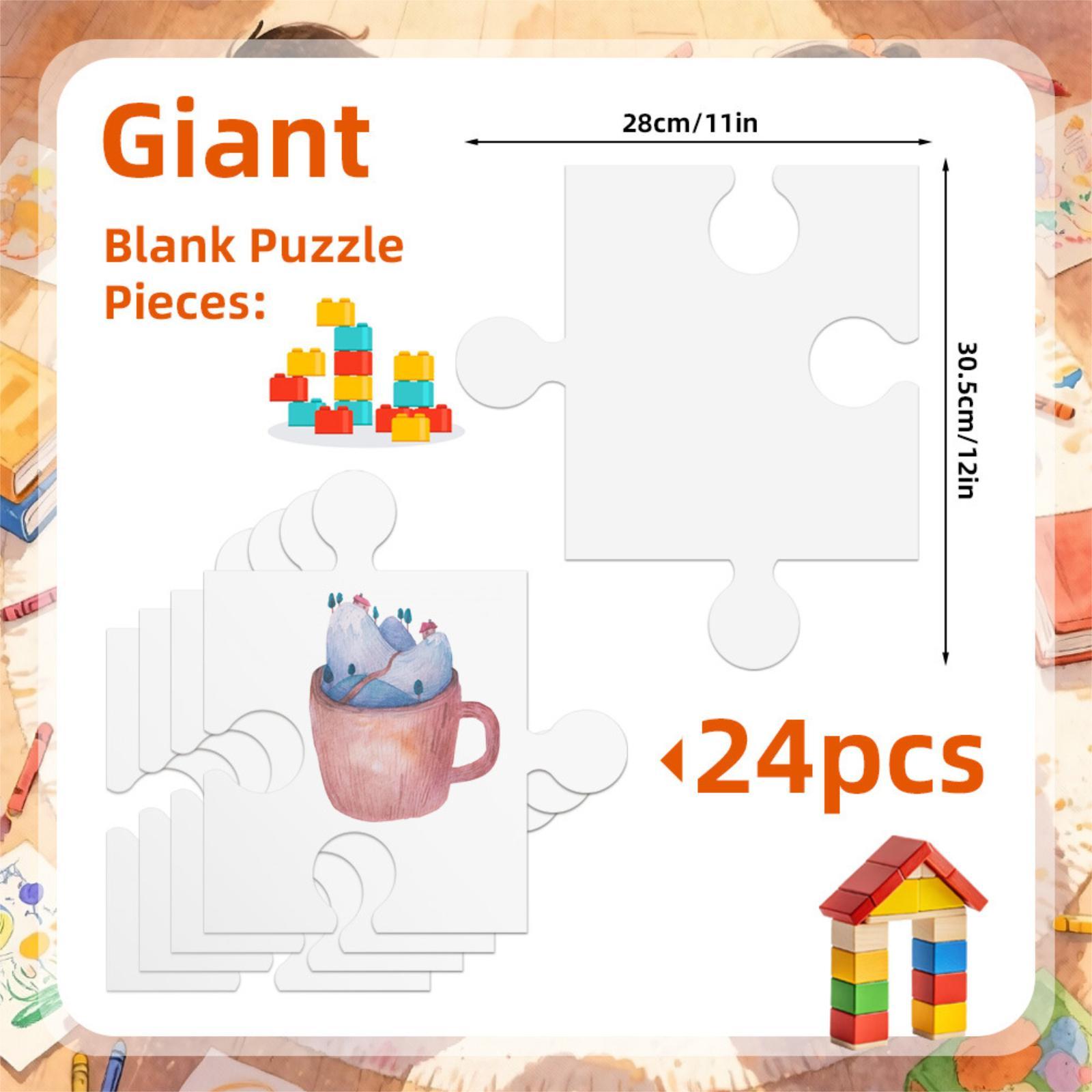 Puzzle Blank White - 24 قطعة من ألواح الألغاز الفارغة