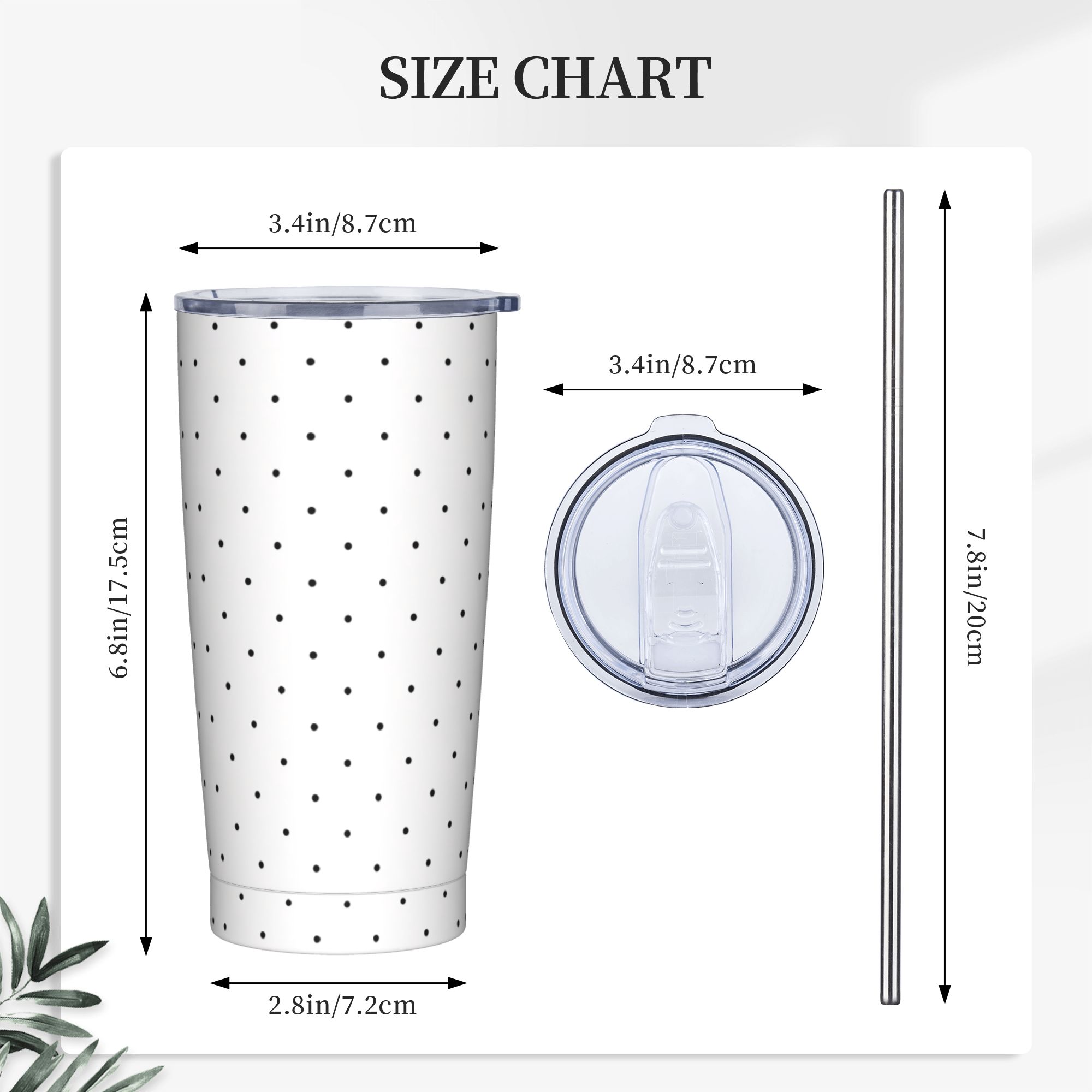 كوب ستانلس ستيل بنقشة منقطة با - مراجعة Tumbler 20Oz White وسعره