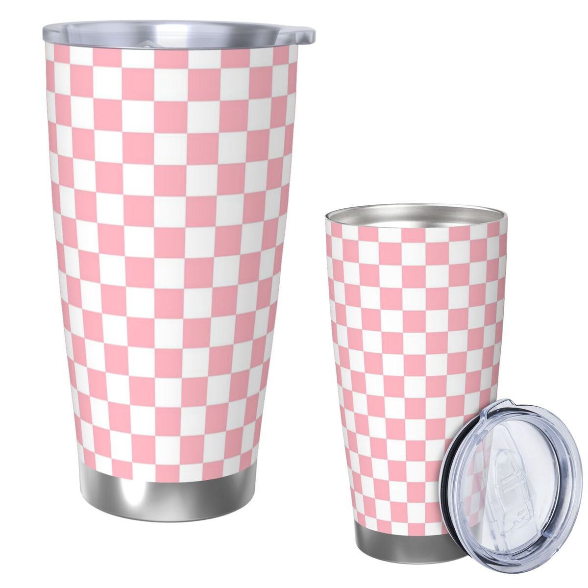 الوردي الأبيض الشطرنج نمط الفو - مراجعة Tumbler 20Oz White وسعره