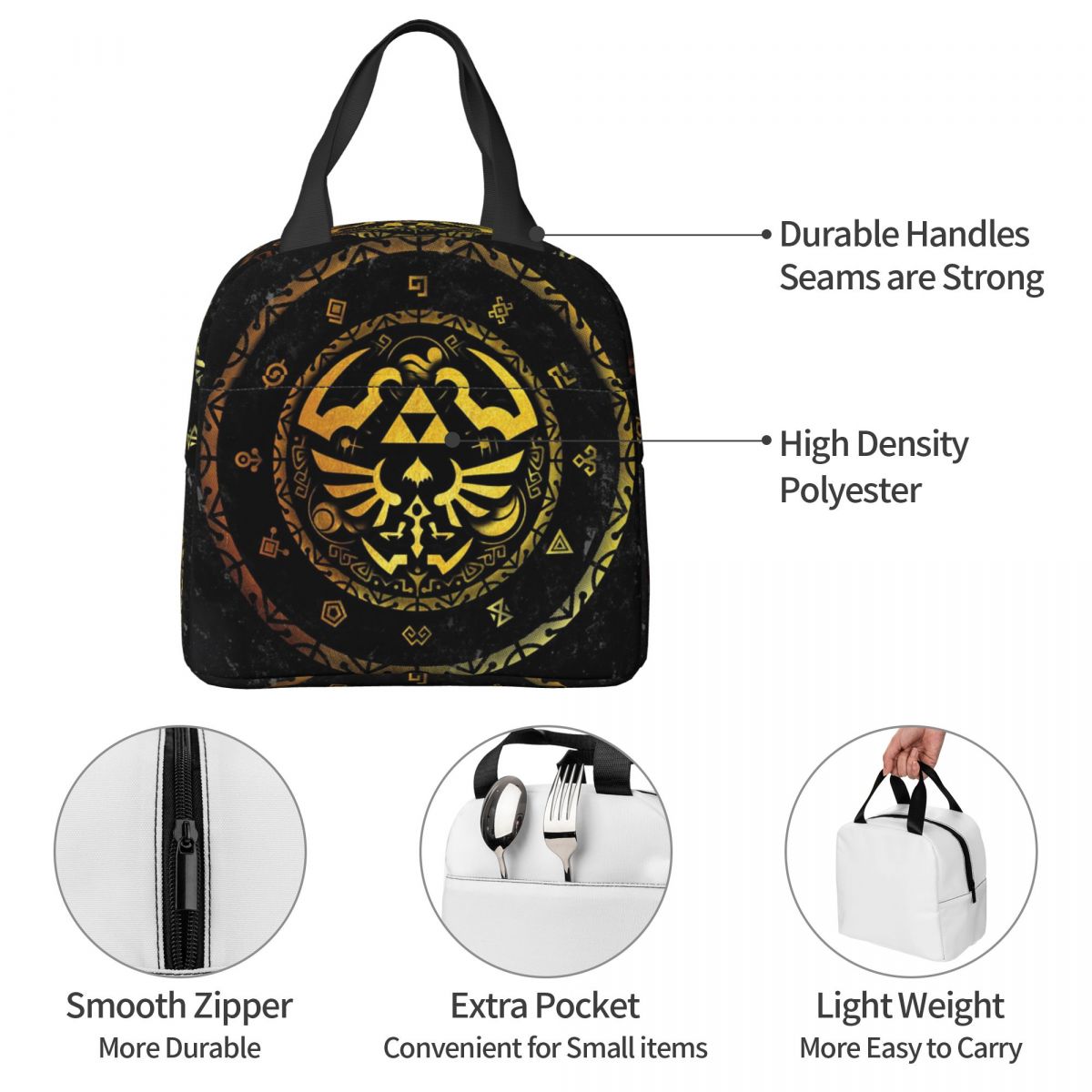 حقيبة غداء معزولة بشعار زيلدا  - مراجعة Tote Bag Sublimation وسعره