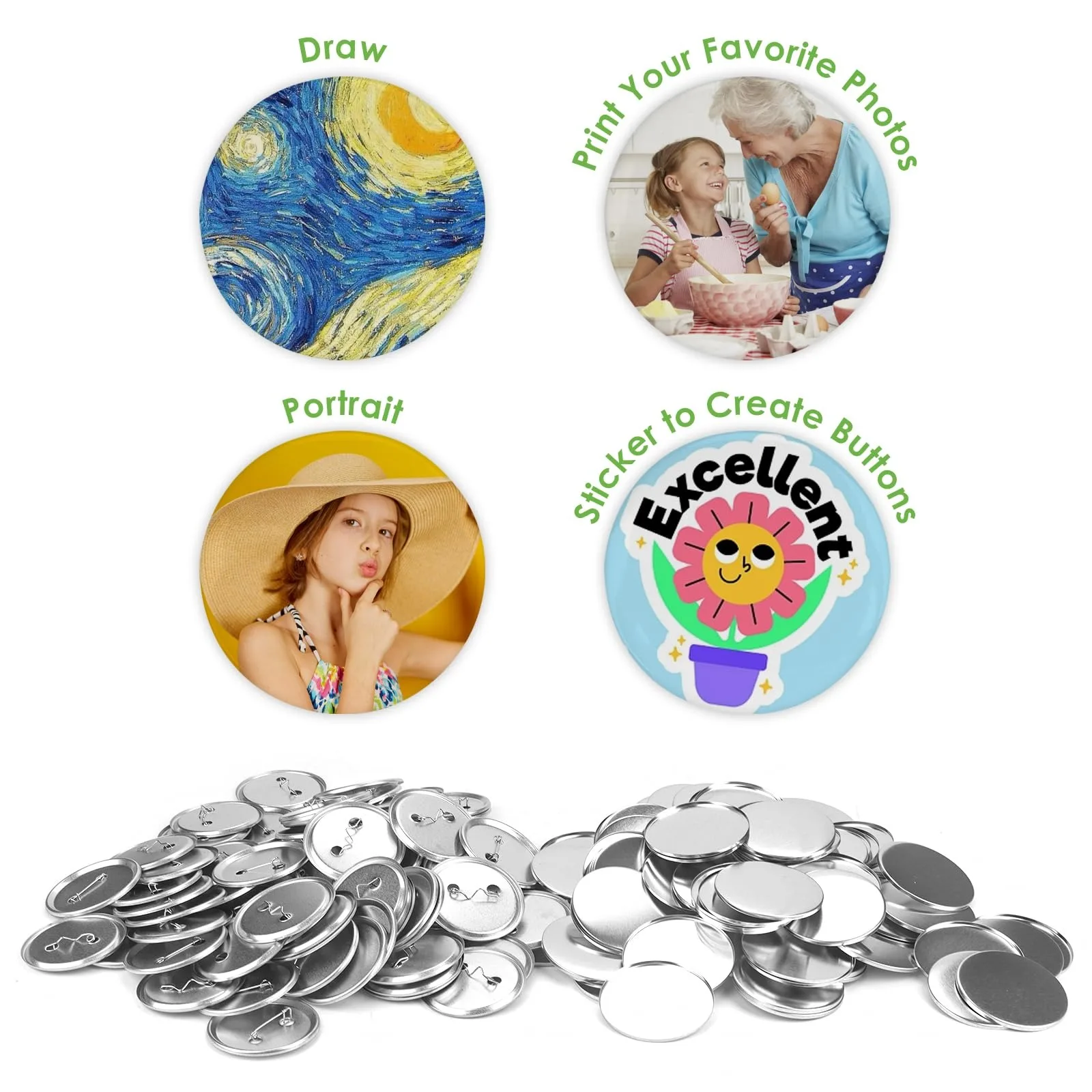 100 قطعة لوازم صنع الأزرار الف - مراجعة Button Badge Blank وسعره
