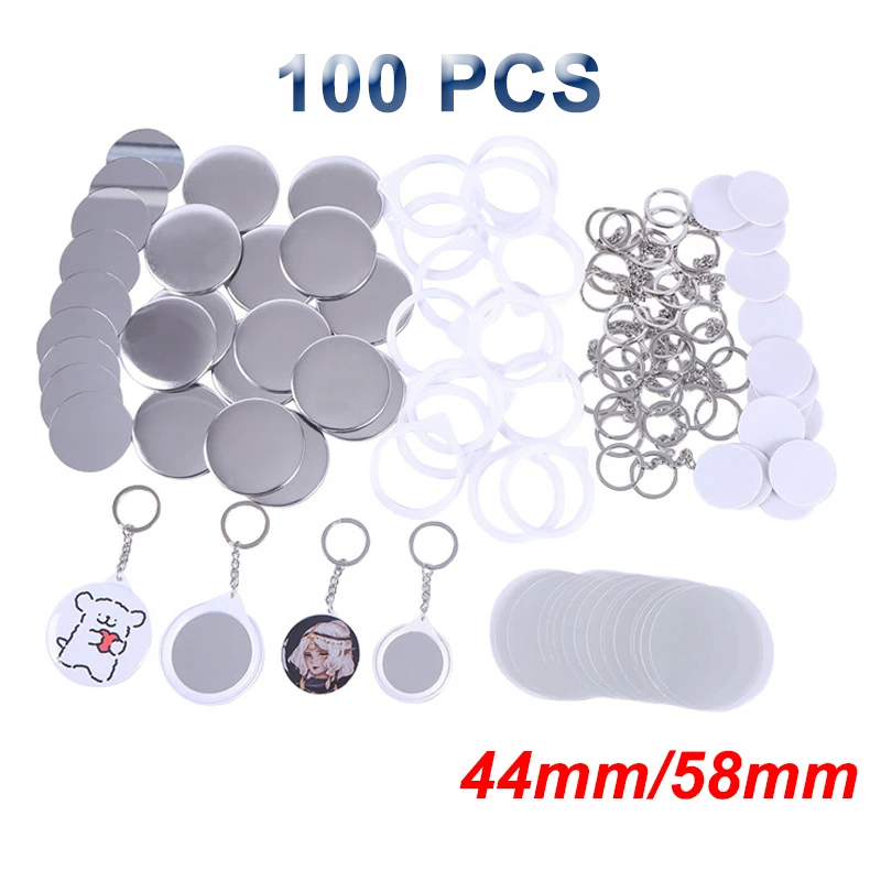 جديد 100 قطعة حلقة رئيسية مرآة - مراجعة Button Badge Blank وسعره